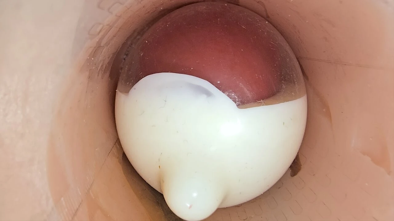 The Camera in the Deep Pussy Records a Huge Ejaculation of Sperm Into the Condom